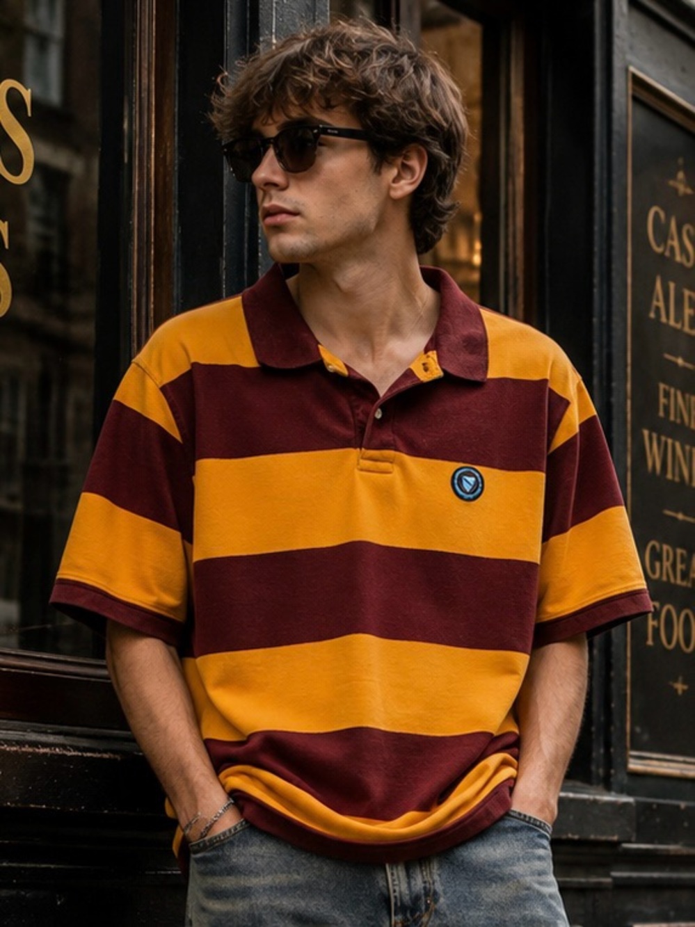 Rugby Polo Striped Crest Vintage Fit Shirt Men’s Old Navy XL Blokecore